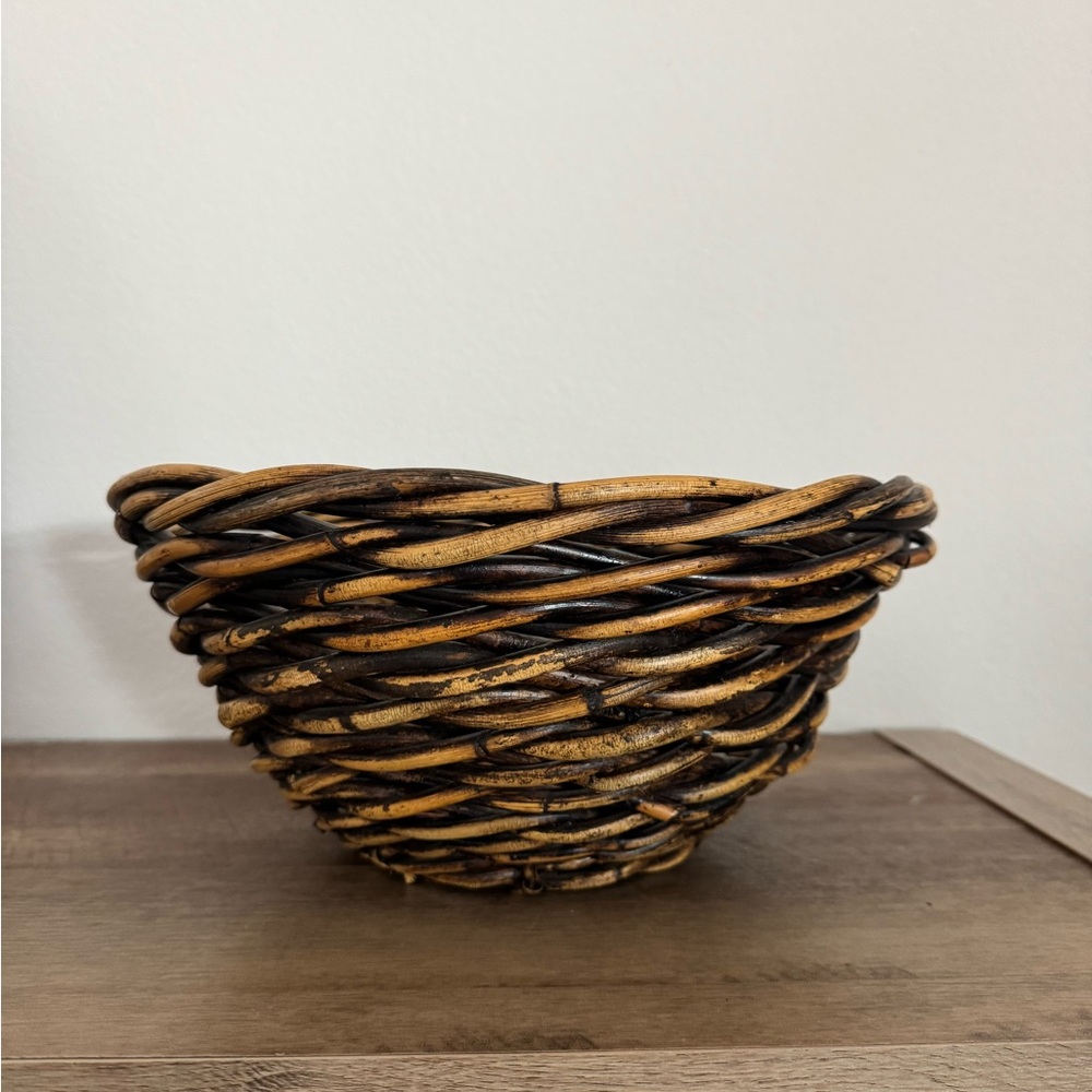 Handcrafted Woven Basket - Brown and Tan